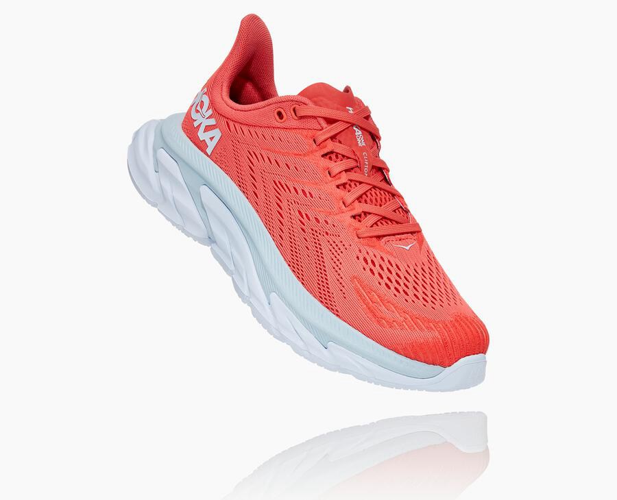 Hoka Womens Running Shoes NZ - Hoka Clifton Edge Red/White (EVK284103)